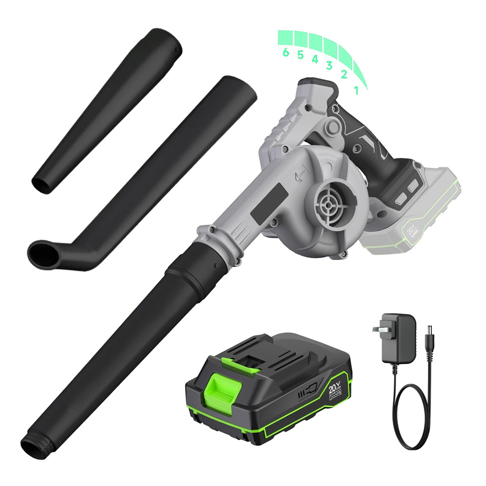 20V Cordless Leaf Blower with Battery Fast Charger and Nozzles