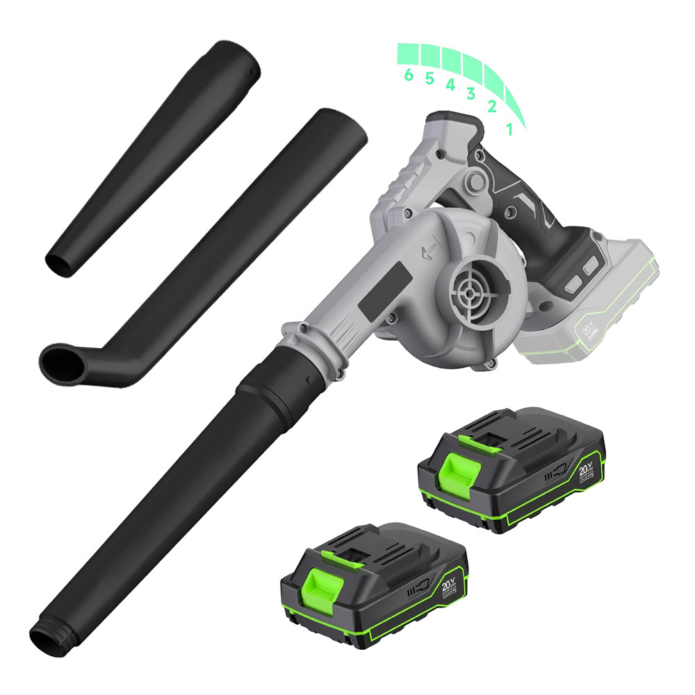 20V Cordless Leaf Blower with Battery Fast Charger and Nozzles