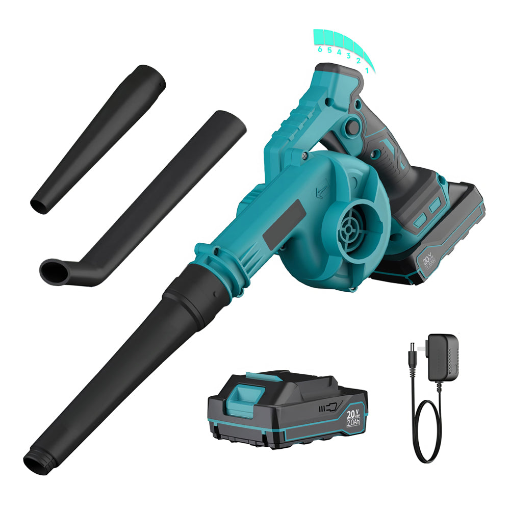 20V Cordless Leaf Blower with Battery Fast Charger and Nozzles