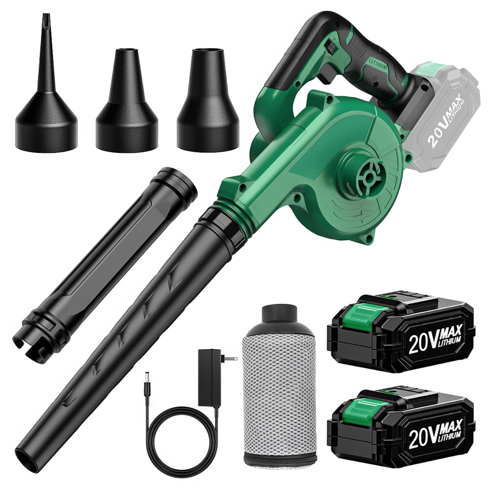 20V Cordless Leaf Blower Vacuum Inflator Deflator with Batteries