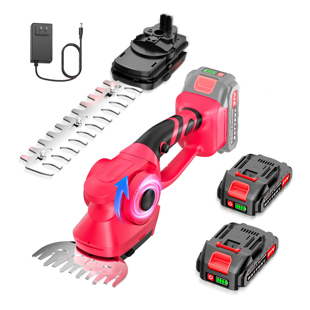 Cordless Hedge Trimmer and Lawn Mower with Dual Batteries