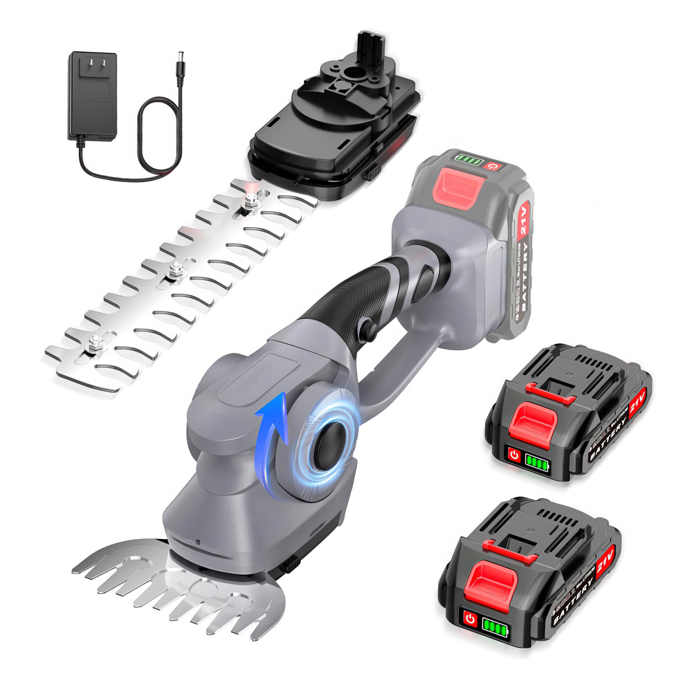 Cordless Hedge Trimmer and Lawn Mower with Dual Batteries