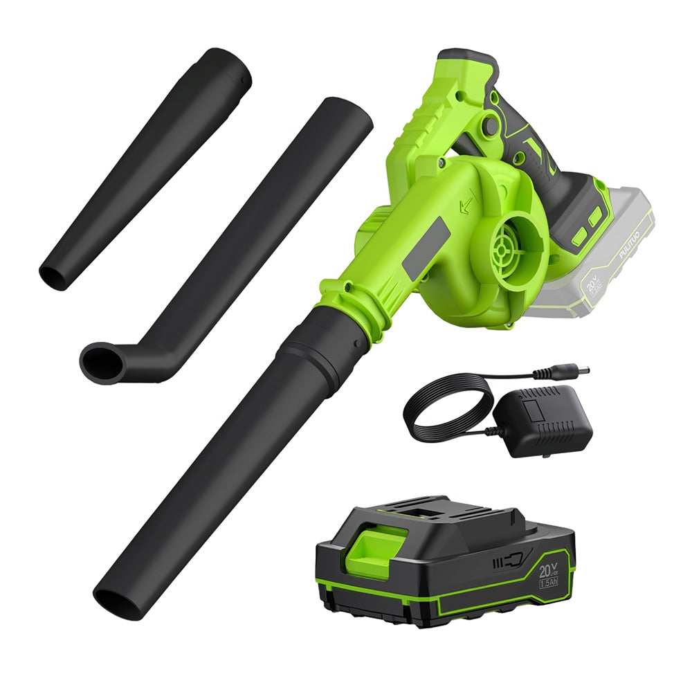 20V Cordless Leaf Blower with Battery Fast Charger and Nozzles