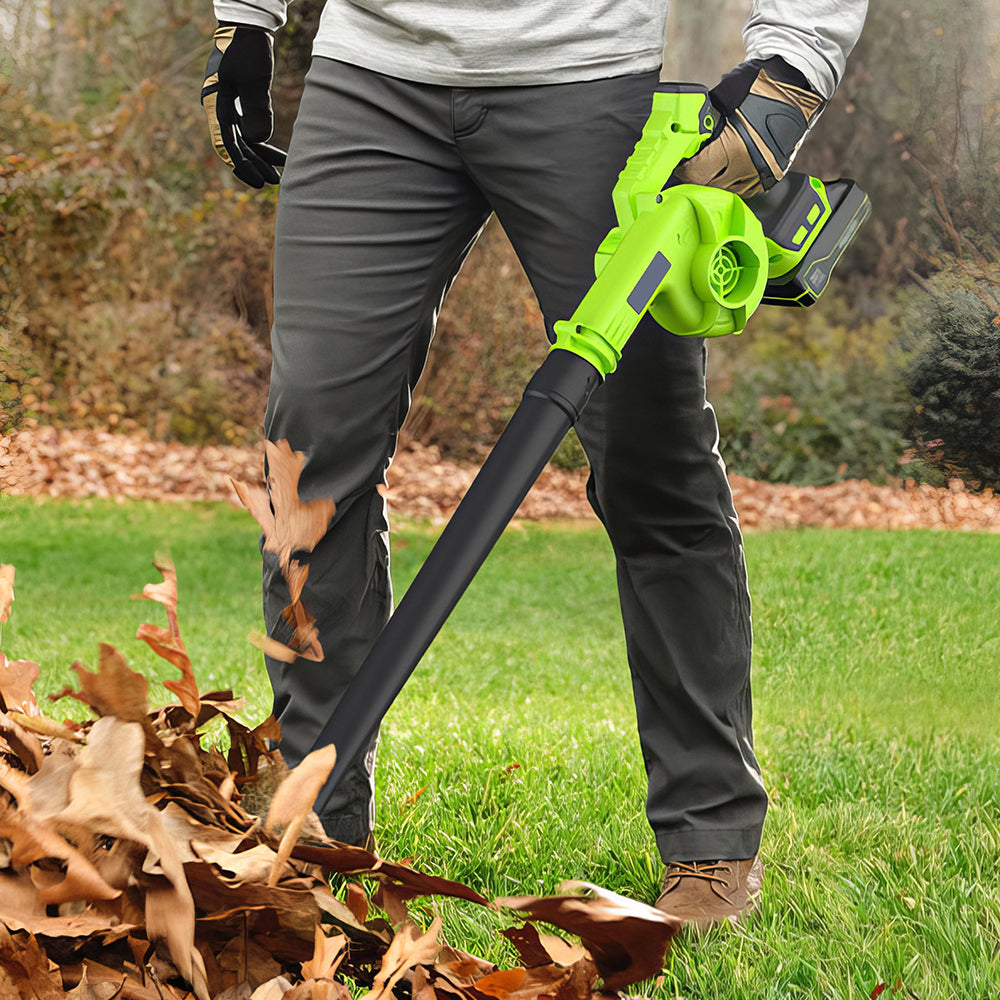 20V Cordless Leaf Blower with Battery Fast Charger and Nozzles