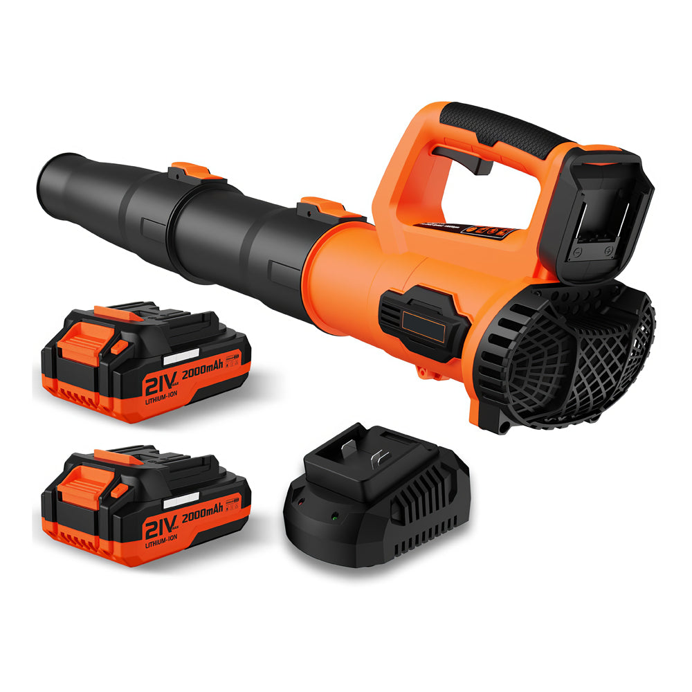 21V Cordless Leaf Blower 2 Batteries Fast Charger