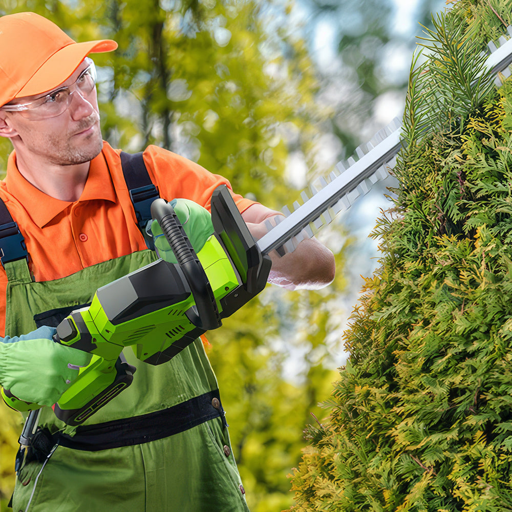Cordless Hedge Trimmer 20 Inch with Dual Battery and Rotating Head