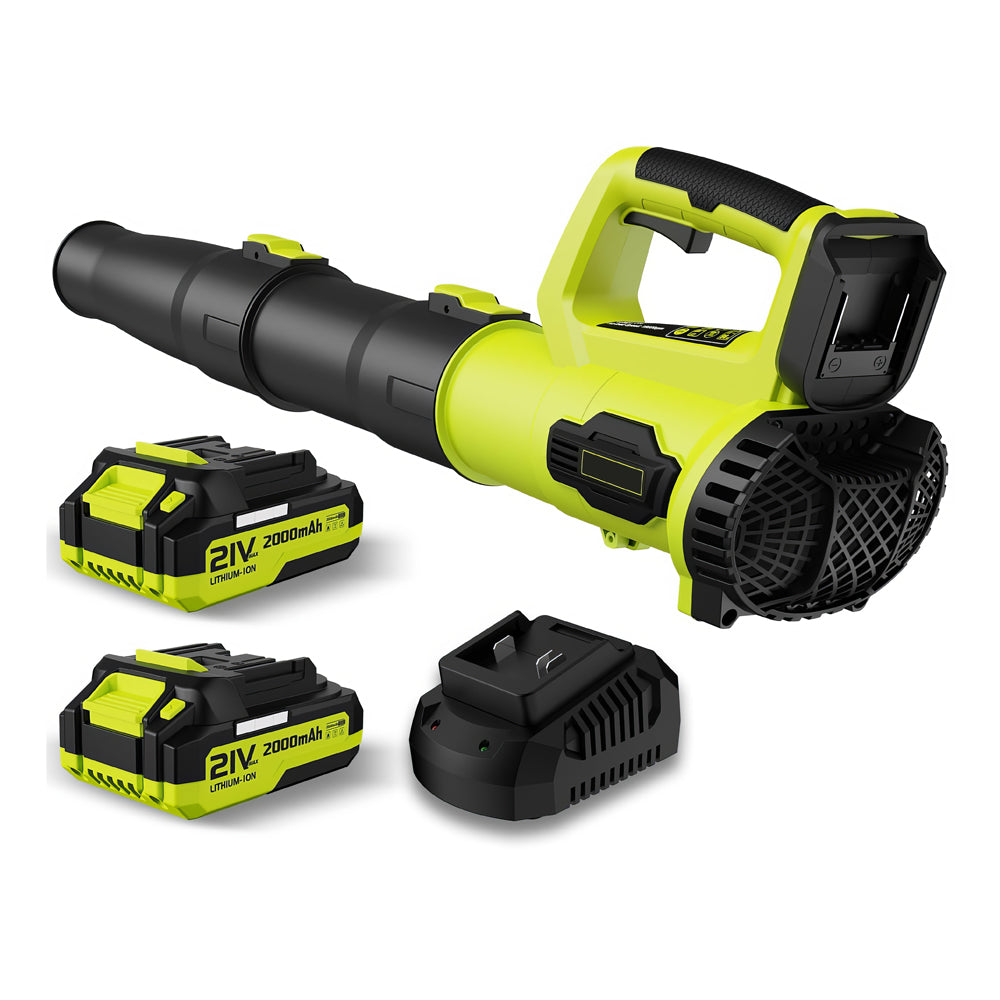 21V Cordless Leaf Blower 2 Batteries Fast Charger