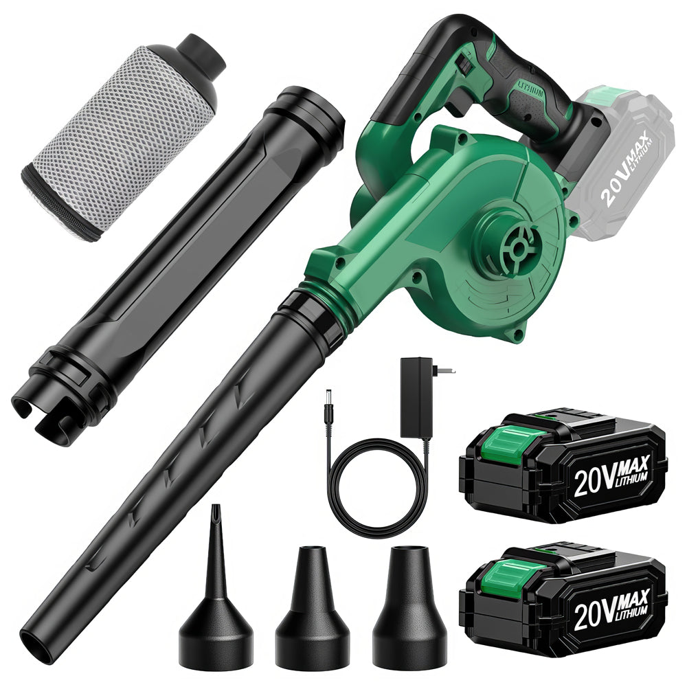 20V Cordless Leaf Blower Vacuum Inflator Deflator with Batteries