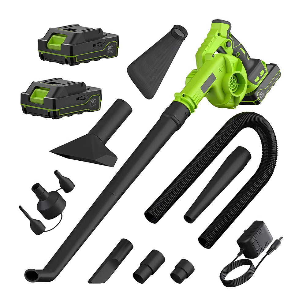 20V Cordless Leaf Blower with Battery Fast Charger and Nozzles
