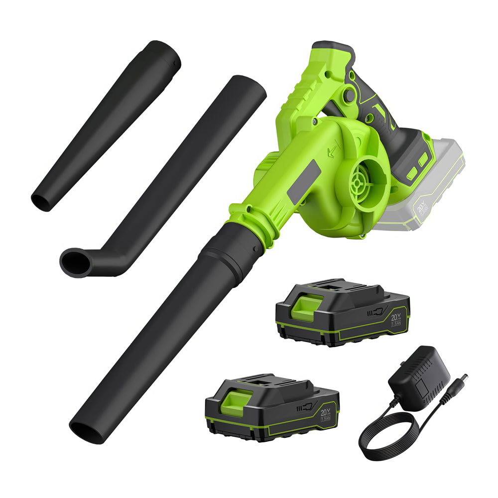 20V Cordless Leaf Blower with Battery Fast Charger and Nozzles